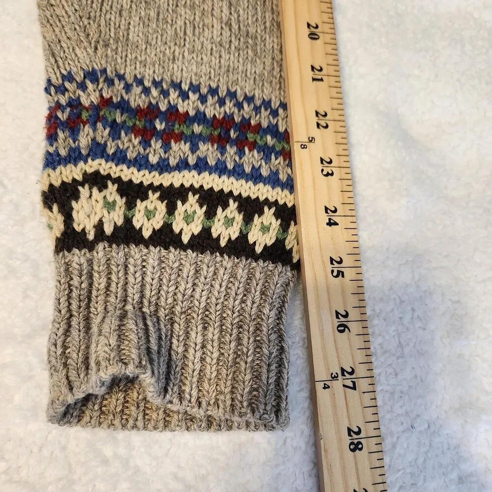 Vintage Polo Ralph Lauren Mens LS Sweater Beige Snowflake Nordic Cotton Knit  XL